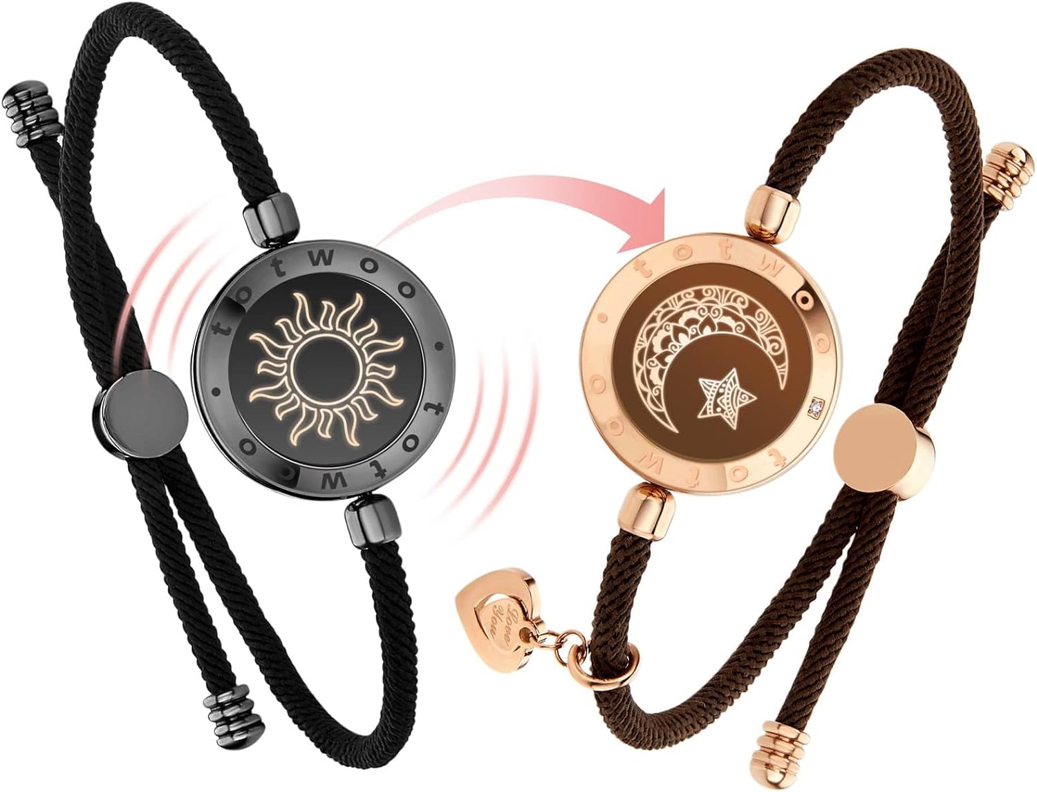 Dacida Long Distance Touch Bracelets for Couples, Vibration & Light up for Love Couples Bracelets | Long Distance Relationship Gifts for Girlfriend Bluetooth Pairing Jewelry
